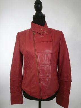 Ottimo Red Genuine Leather Moto Jacket EU 36 NWT